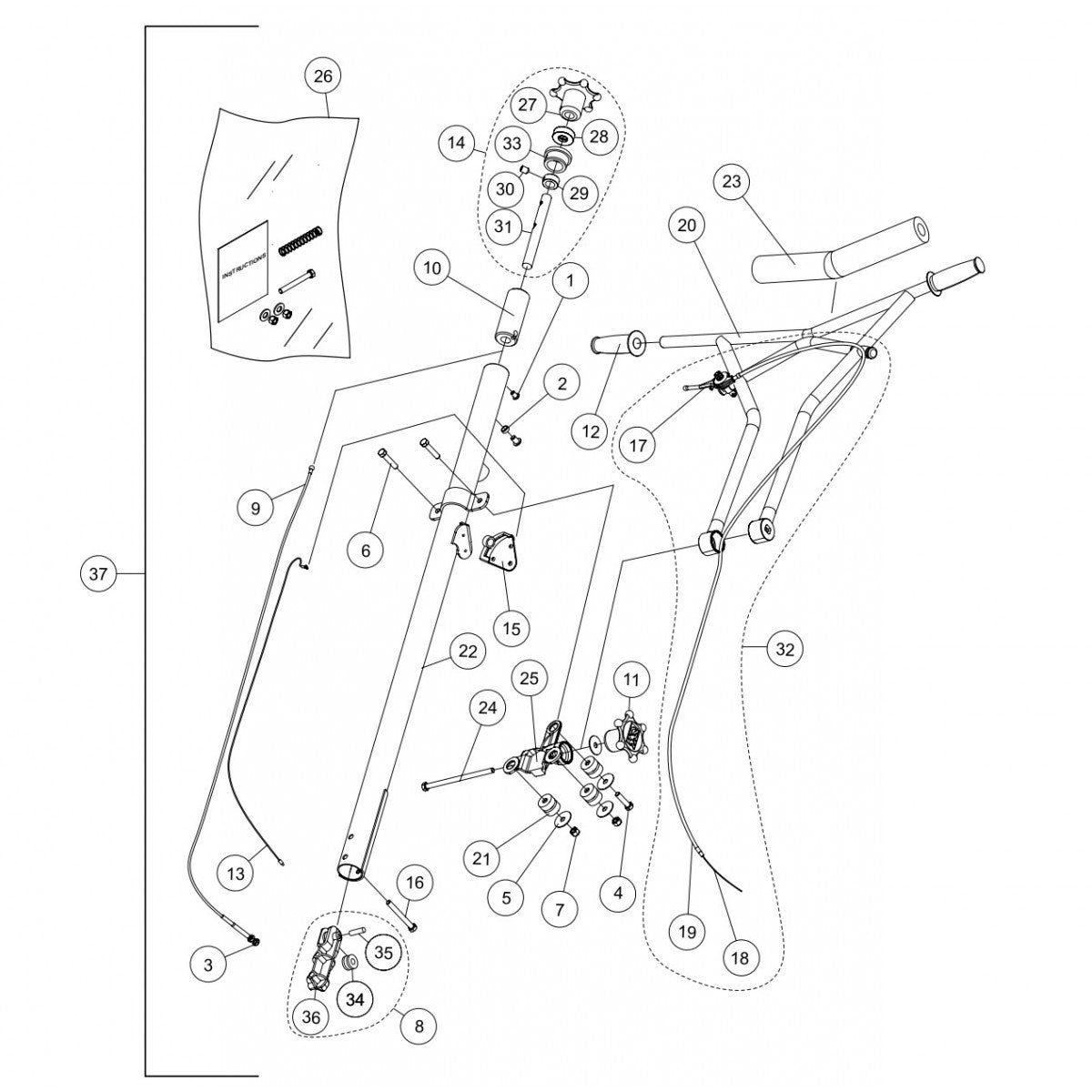 Standard Handle Assembly Parts for J36S60 by Multiquip Whiteman