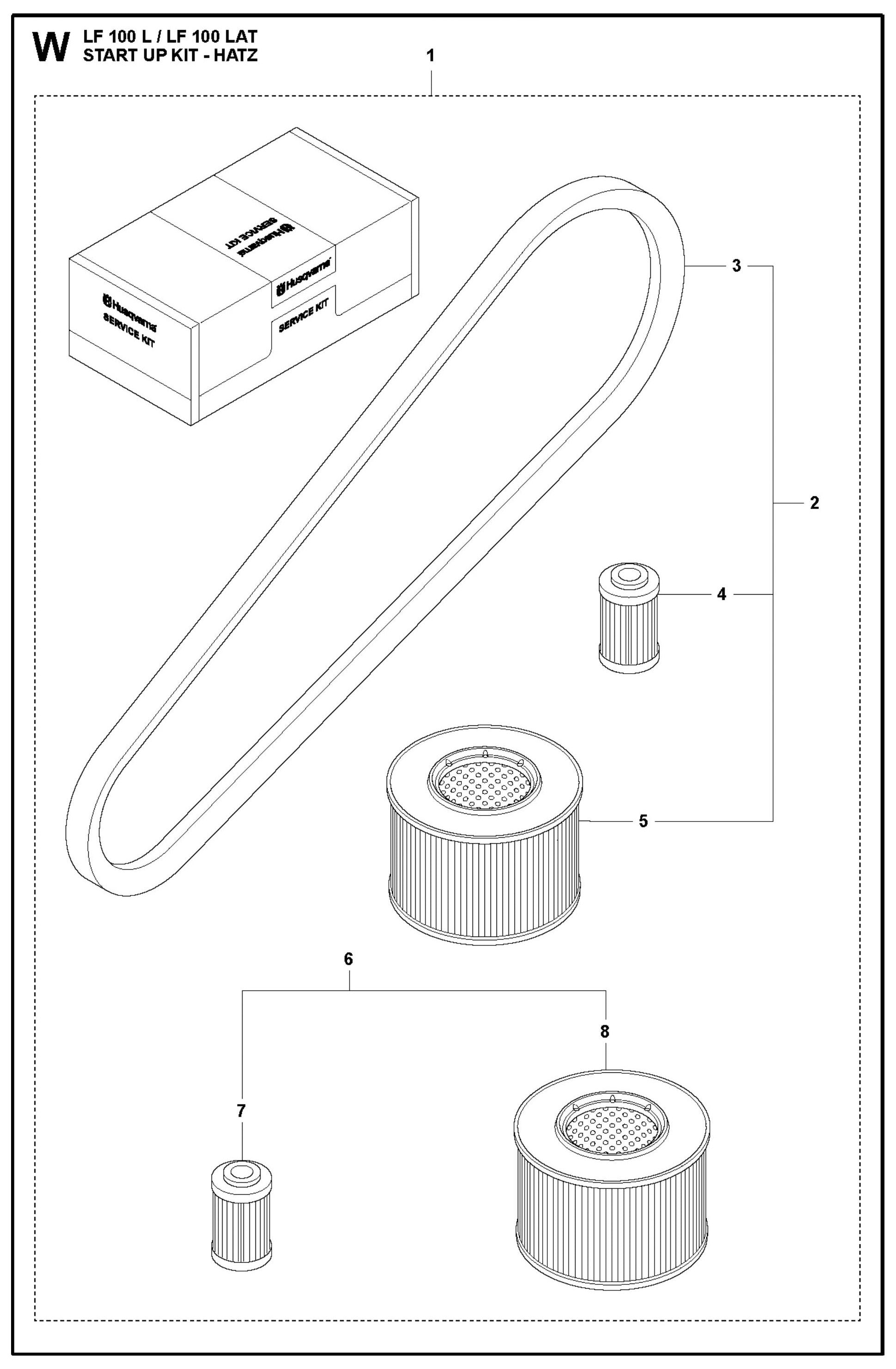 Start Up Kit - Hatz Parts For LF 100 LAT Diesel By Husqvarna