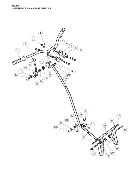 Steerhandle and Machine Support Parts For BG 250 Corded By Husqvarna
