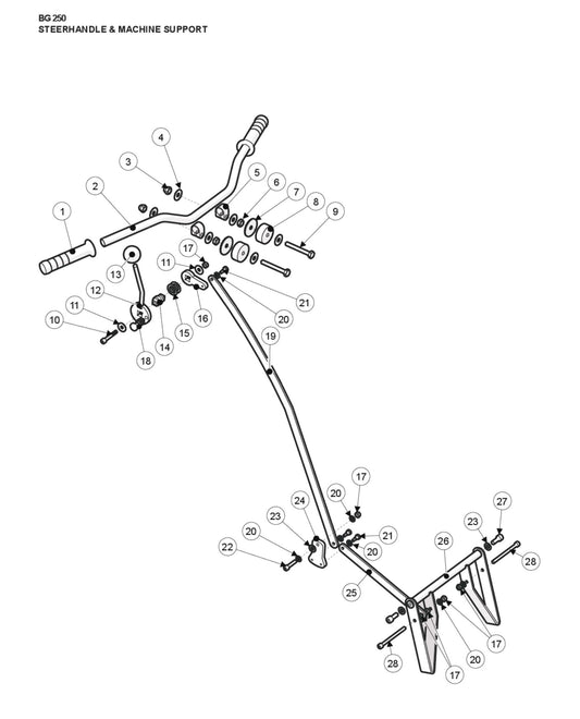 Steerhandle and Machine Support Parts For BG 250 P By Husqvarna