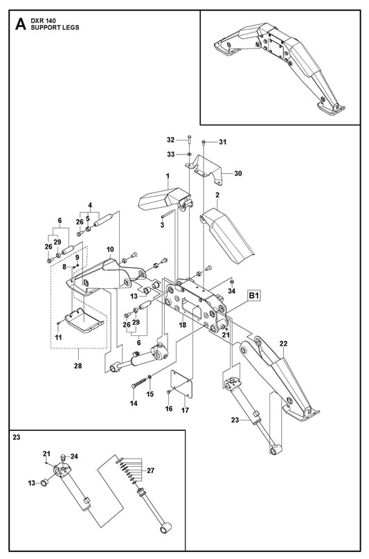 Support Legs Parts for DXR 140 By Husqvarna