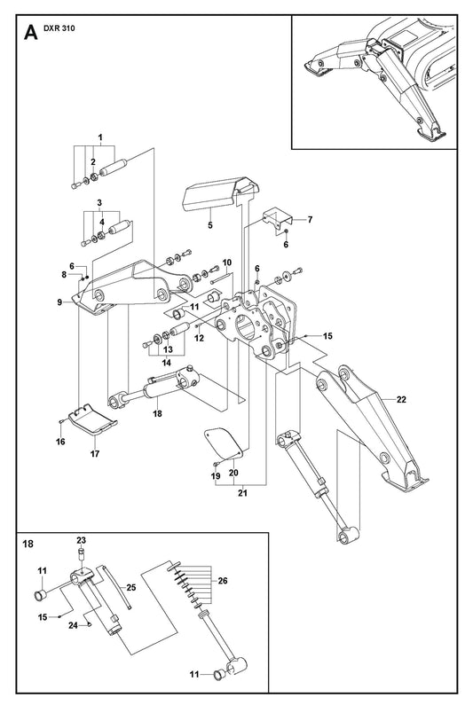 Support Legs fig 1 Parts for DXR 310 By Husqvarna