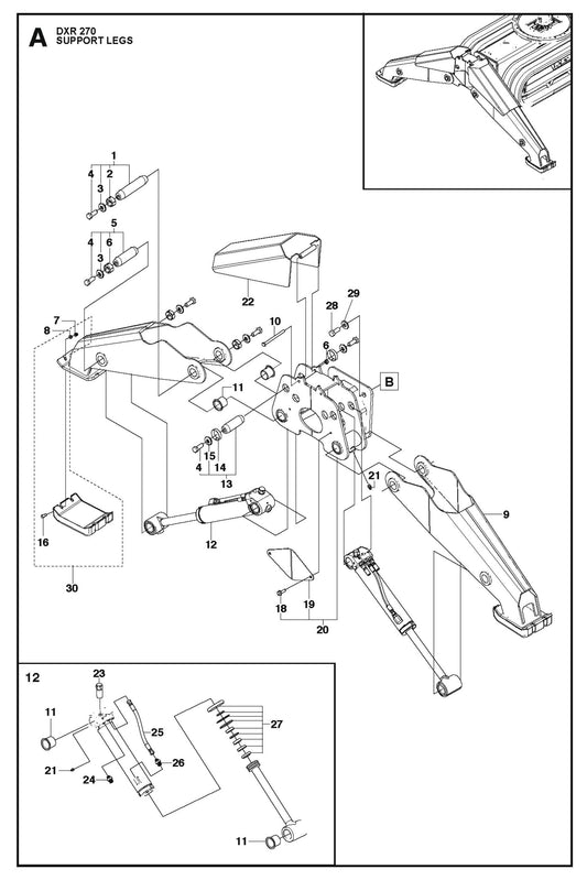 Support Legs Parts for DXR 270 By Husqvarna
