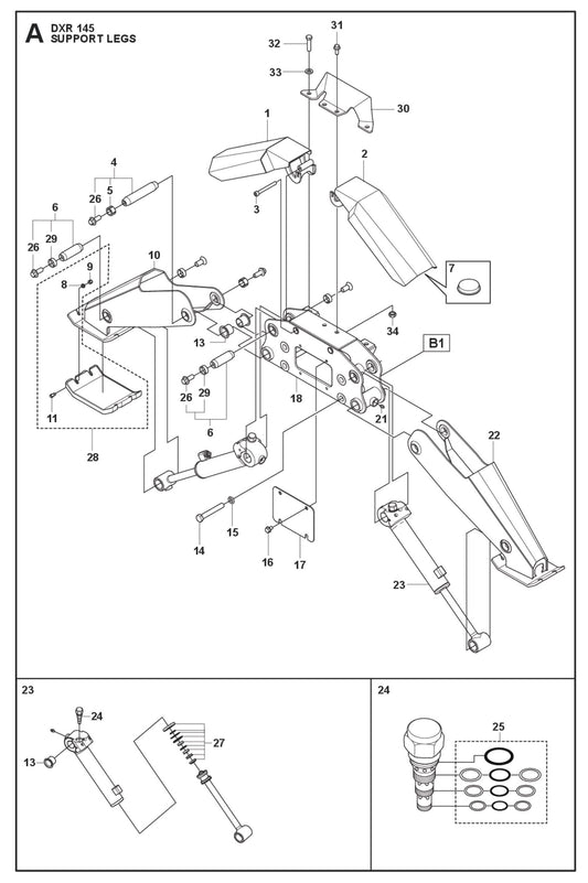 Support Legs Parts for DXR 145 By Husqvarna