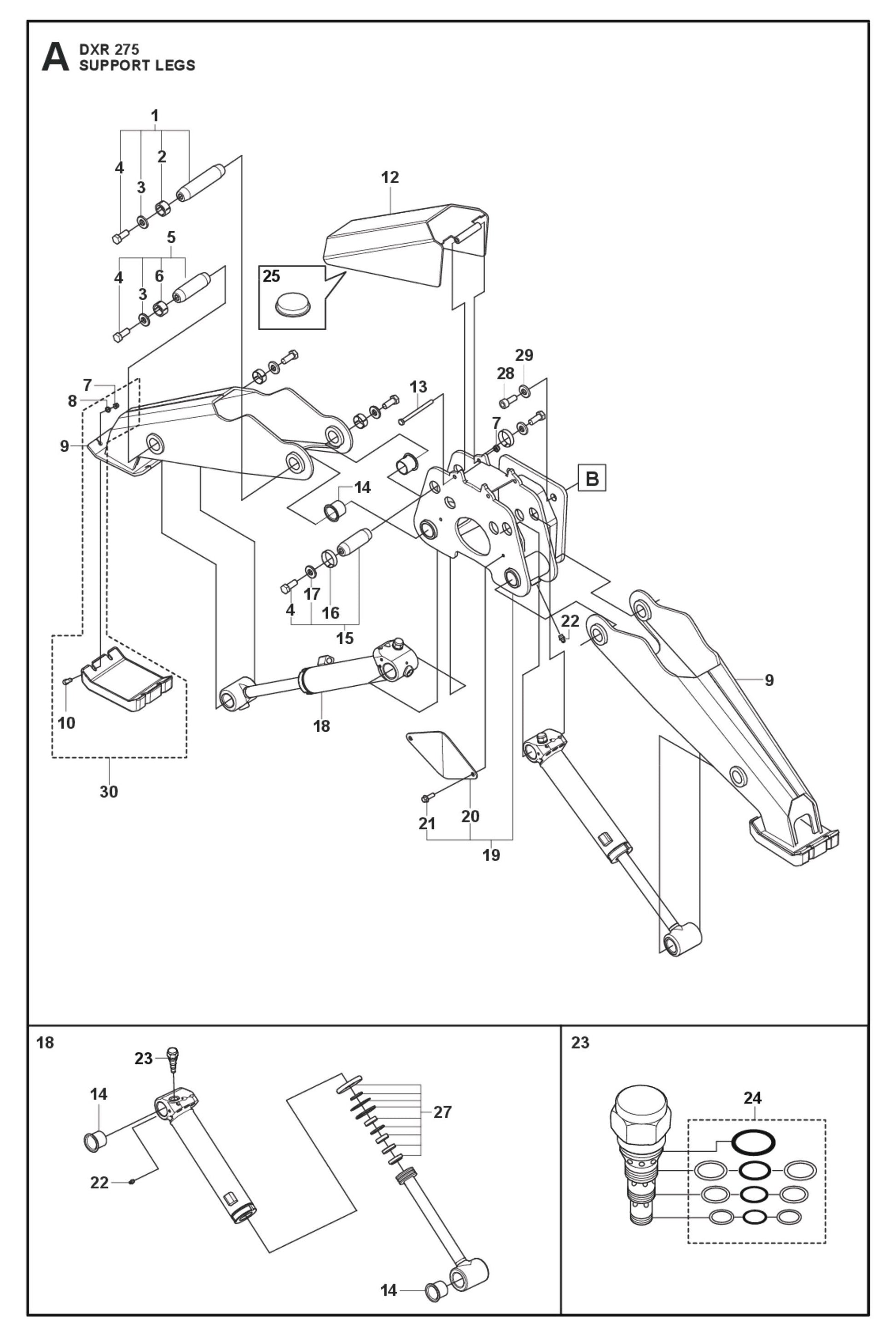 Support Legs Parts for DXR 275 By Husqvarna
