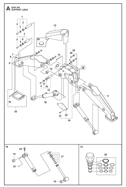 Support Legs Parts for DXR 305 By Husqvarna