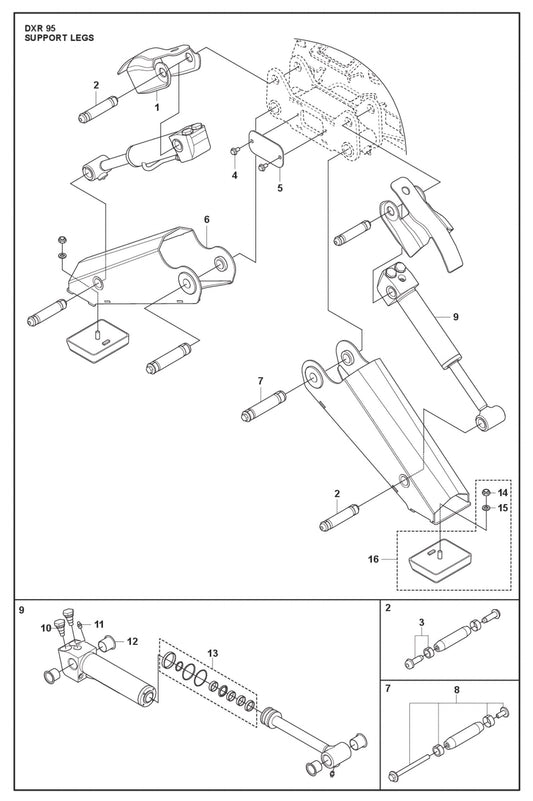 Support Legs Parts for DXR 95 By Husqvarna