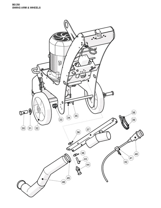 Swing Arm and Wheels Parts For BG 250 P By Husqvarna