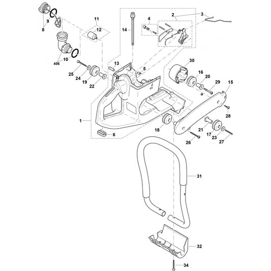 Tank And Handle Grip Assembly part For  DPC6401 Cutter By Makita