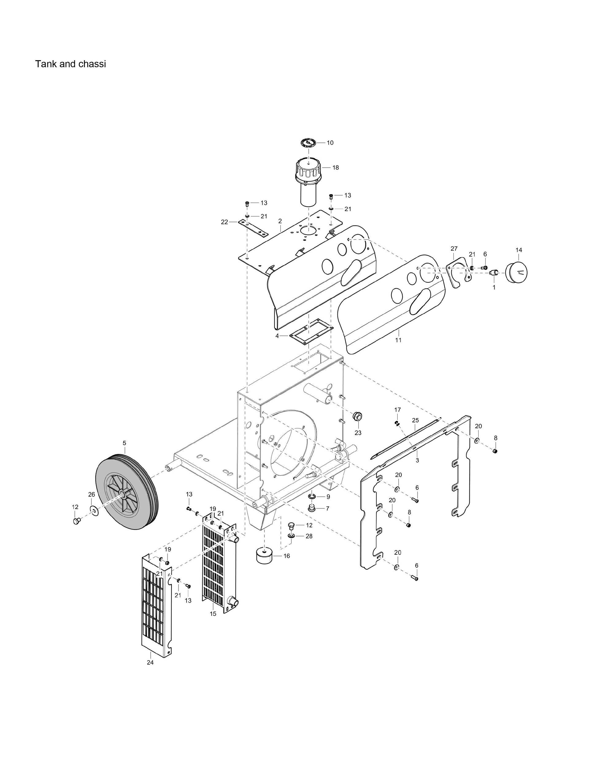 PAC E 6 s/n BGF000001 Hydraulic Power Pack Tank and Chassi Assembly Parts By Chicago Pneumatics 