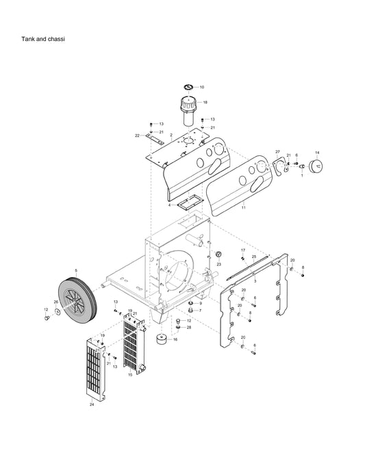 PAC E 6 s/n BGF000001 Hydraulic Power Pack Tank and Chassi Assembly Parts By Chicago Pneumatics 