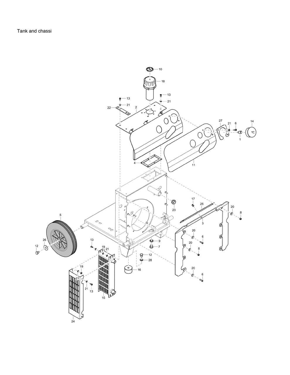 PAC E 6 s/n BGF000001 Hydraulic Power Pack Tank and Chassi Assembly Parts By Chicago Pneumatics 