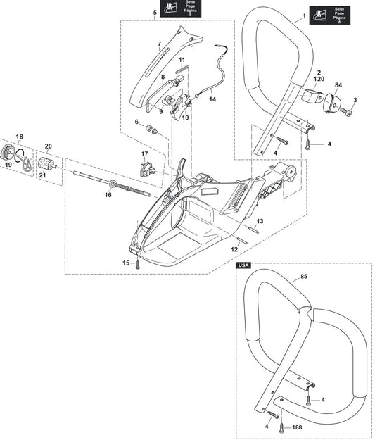 Tank Handle Assembly Parts For  EA7900PRZ1, EA7900PRZ, EA7900PRZ2, EA7901PRZ1 Gas Chain Saw Parts by Makita