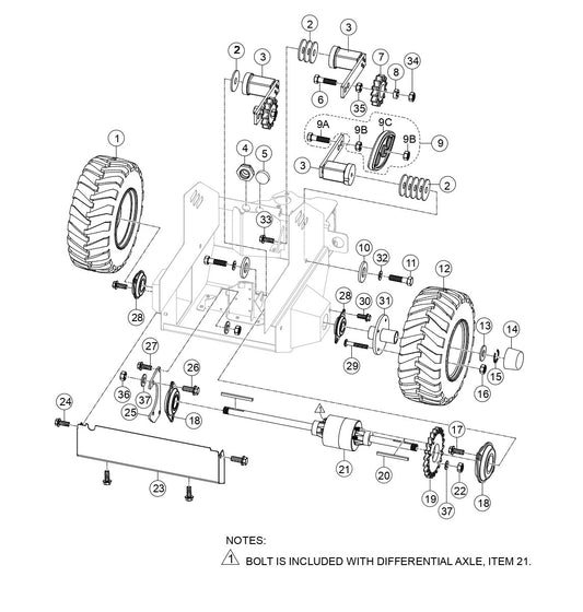 TB11G Rear Axle Assembly (Gas) Parts by Multiquip Whiteman