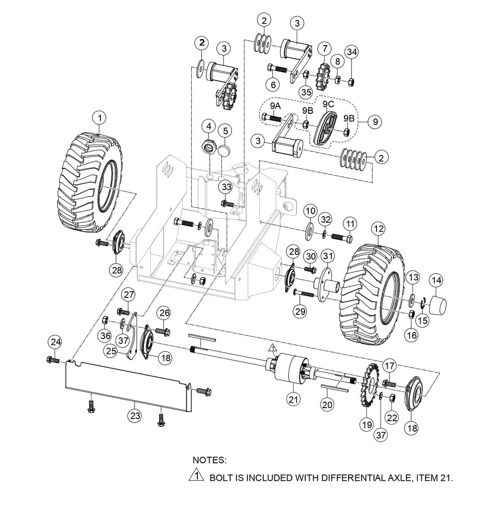 TB11G Rear Axle Assembly (Gas) Parts by Multiquip Whiteman
