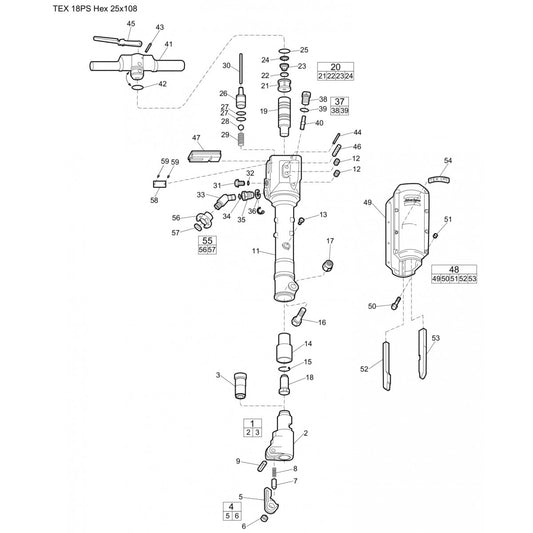 TEX 18PS Hex 25*108 Pneumatic T-Handle Breaker