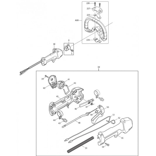 Throttle Handle Assembly Parts For EM2650LH, EM2652LHN Gas String Trimmer by Makita