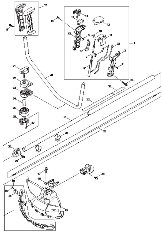 Throttle Handle And shaft Assembly Parts For EM2650UH Gas Brush Cutter by Makita