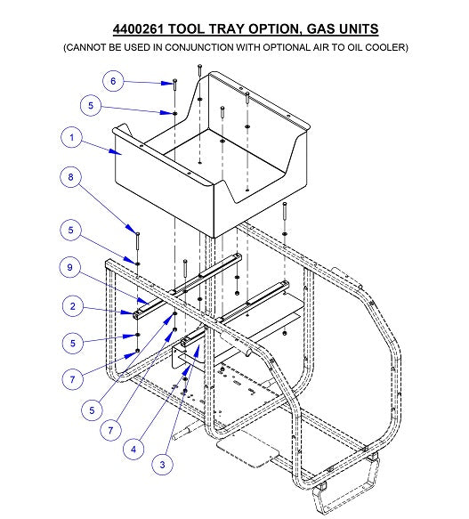 Tool Tray Option, Gas Unit