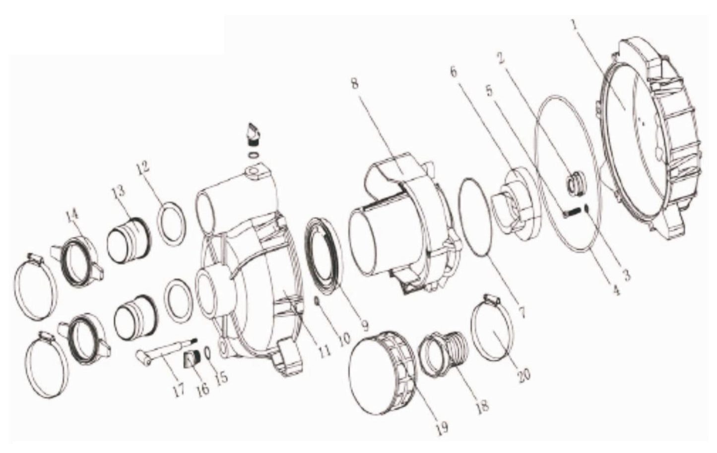 BE TP-3065HR 3" Semi-Trash Pump Assembly 'T' Type Parts by BE Power Equipment