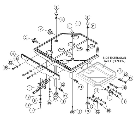 TP24 Tile Saw (Electric Motor) - Cutting Table Assembly Parts