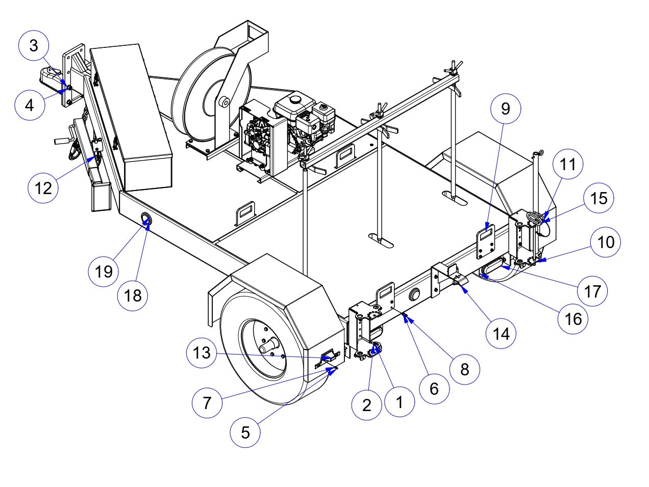 MPS9910 Power Sprayers Trailer Frame Assembly Parts by Allen Engineering