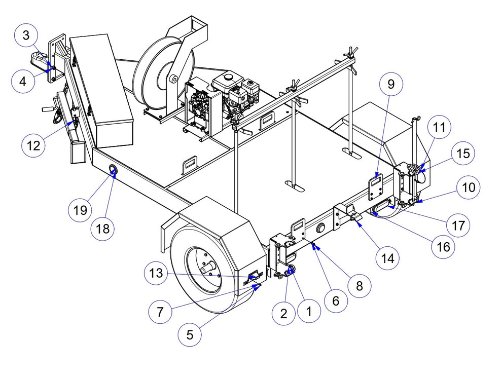 MPS9910 Power Sprayers Trailer Frame Assembly Parts by Allen Engineering