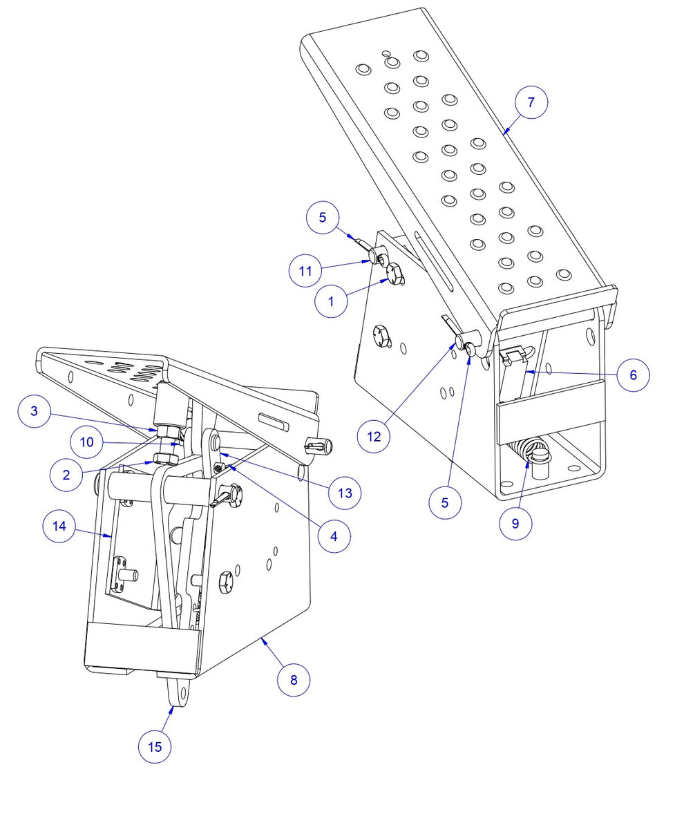 HP205 High Performance Riders Throttle Pedal Assembly - 064255 Assembly Parts by Allen Engineering