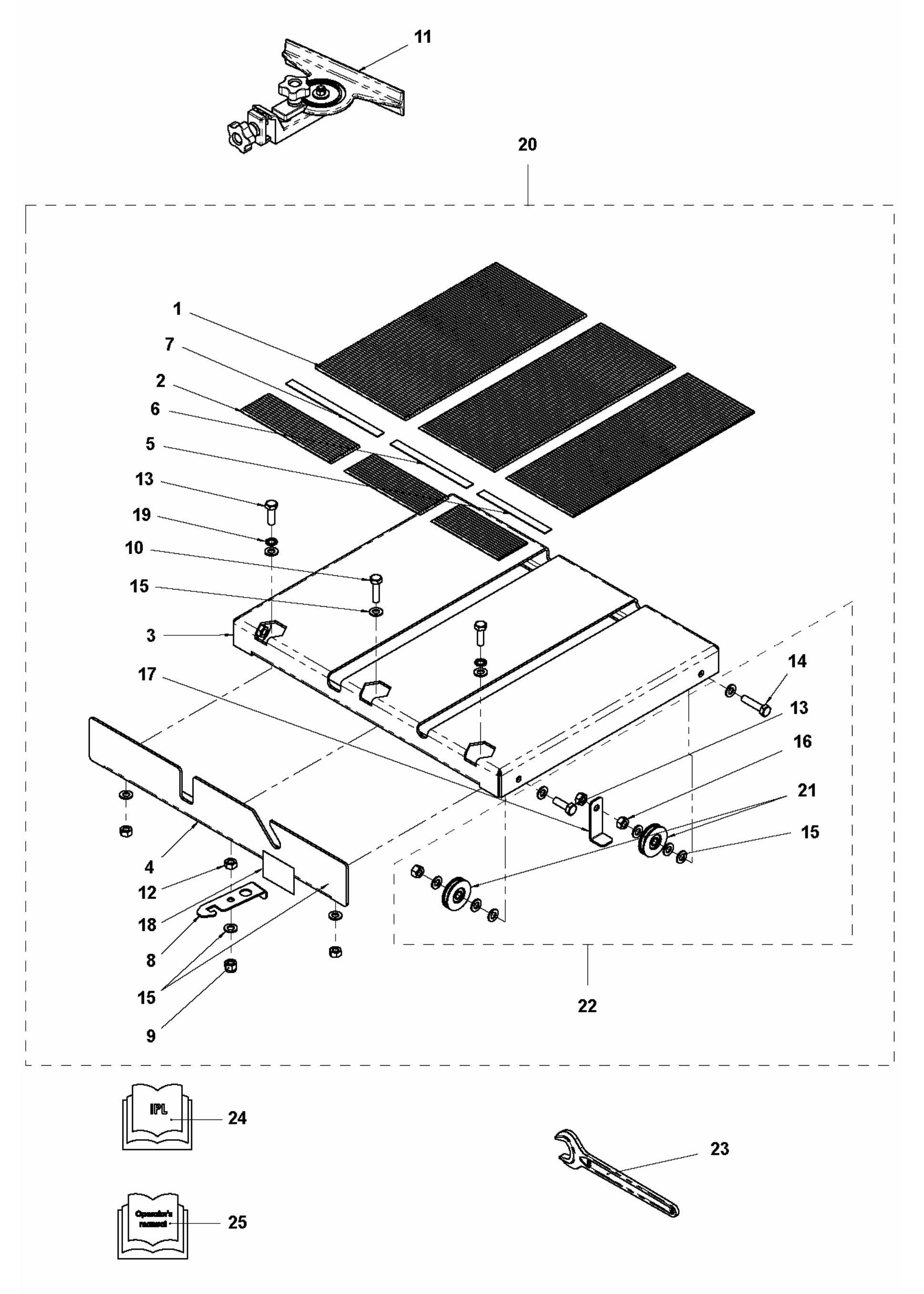 TS 350E Table Assembly Parts