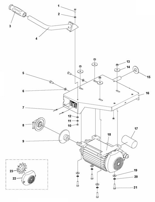 TS 400F Motor and Blade Guards Assembly Parts