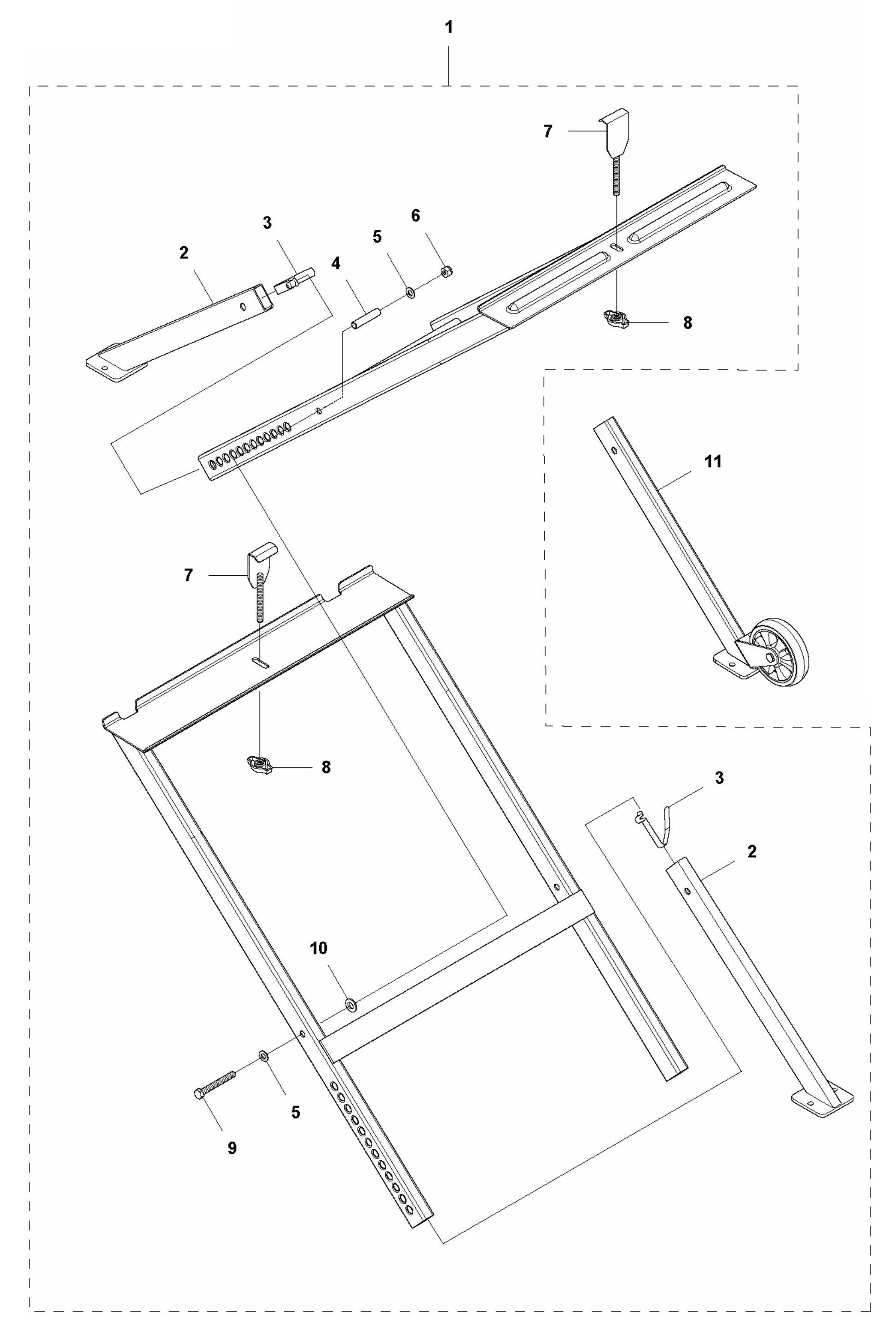 TS 60 Tile Saw Stand Assembly Parts