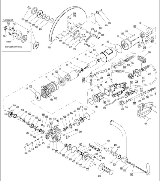 TS40 high cycle hand saw assembly parts