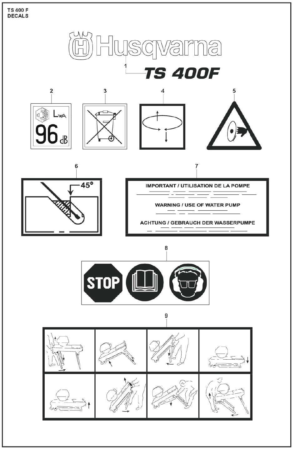  TS 400 F Decals Parts For TS 400 F By Husqvarna