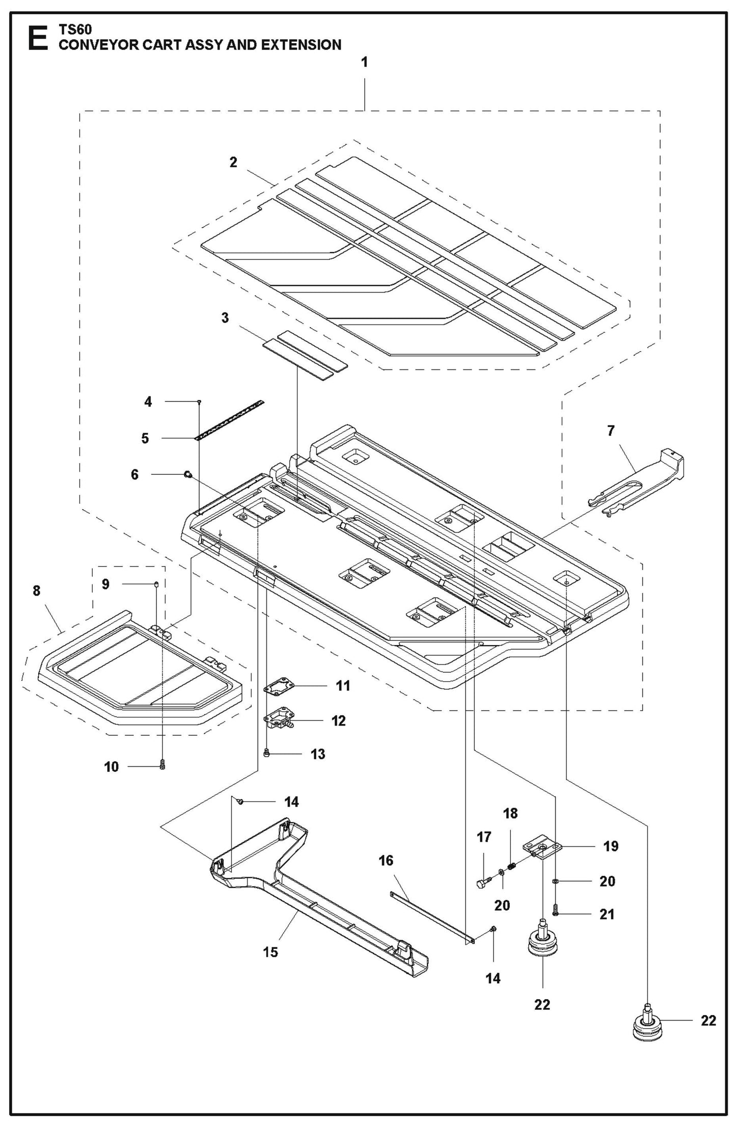 E TS60 Conveyor Cart Assy And Extension Parts For TS 60 By Husqvarna