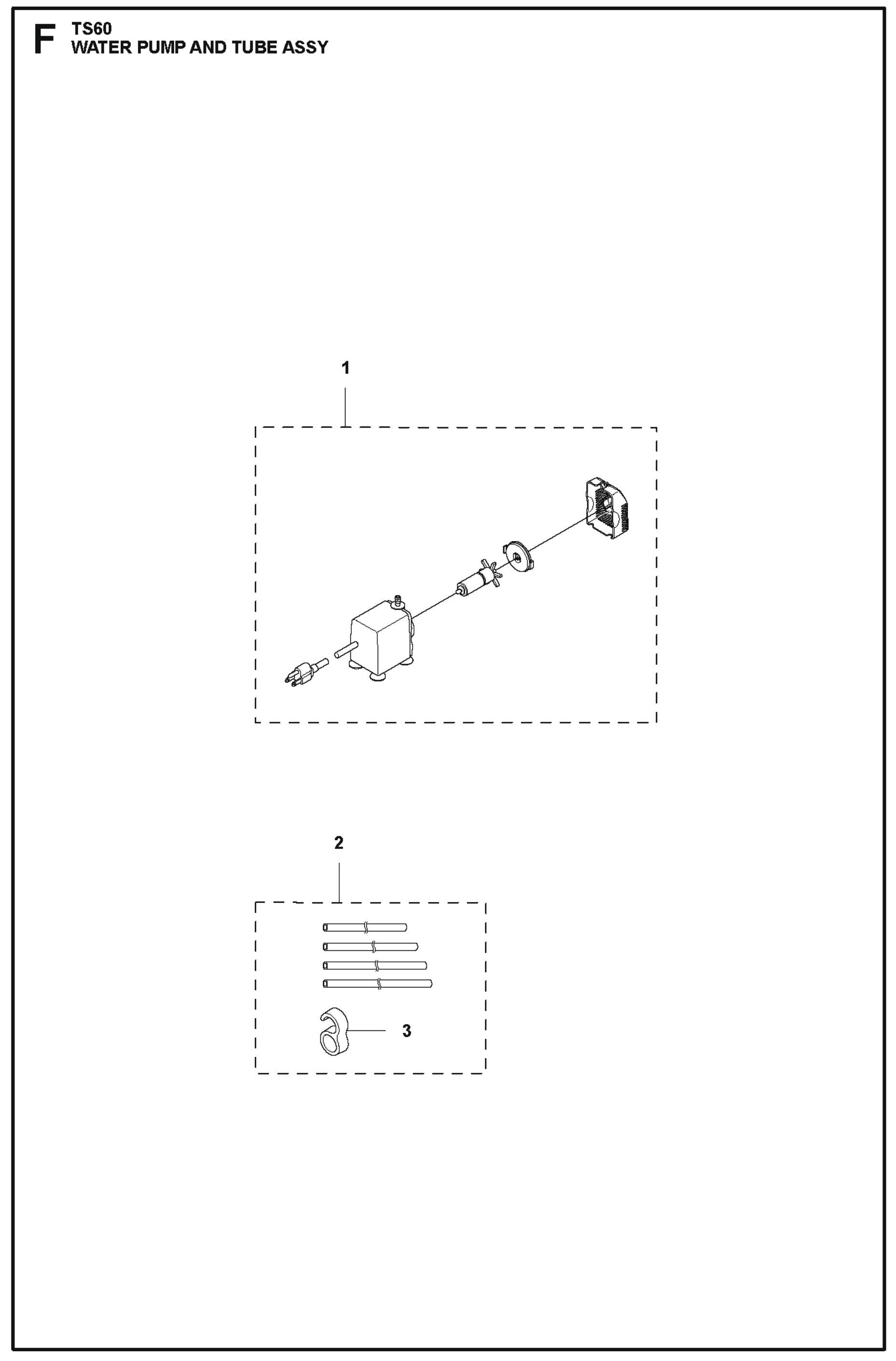 F TS60 Water Pump And Tube Assy Parts For TS 60 By Husqvarna