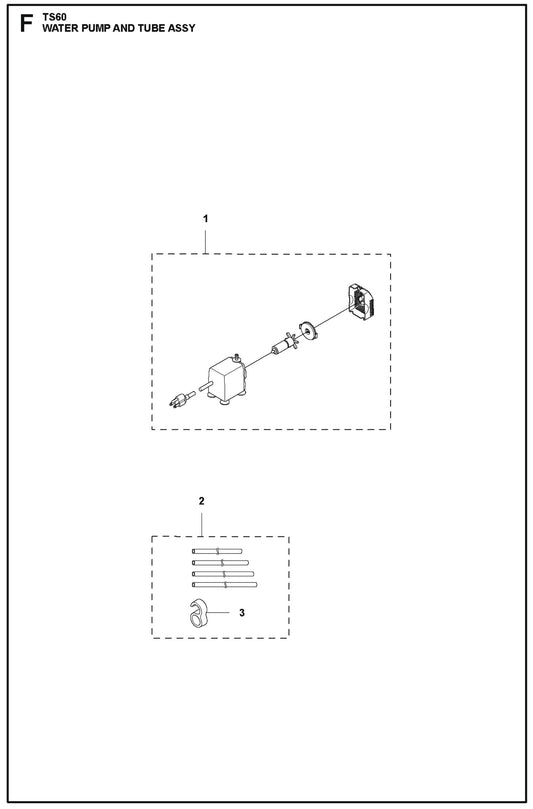 F TS60 Water Pump And Tube Assy Parts For TS 60 By Husqvarna