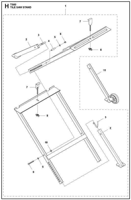H TS60 Tile Saw Stand Parts For TS 60 By Husqvarna