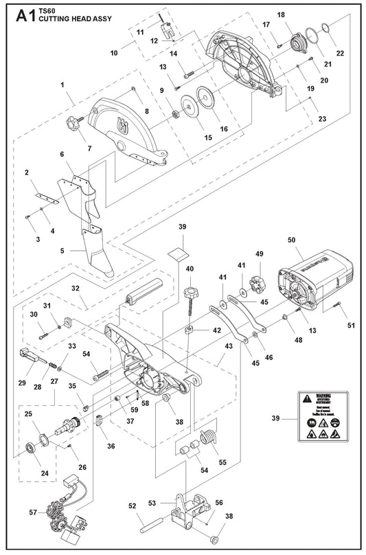 A1 TS60 Cutting Head Assy Parts For TS 60  By Husqvarna