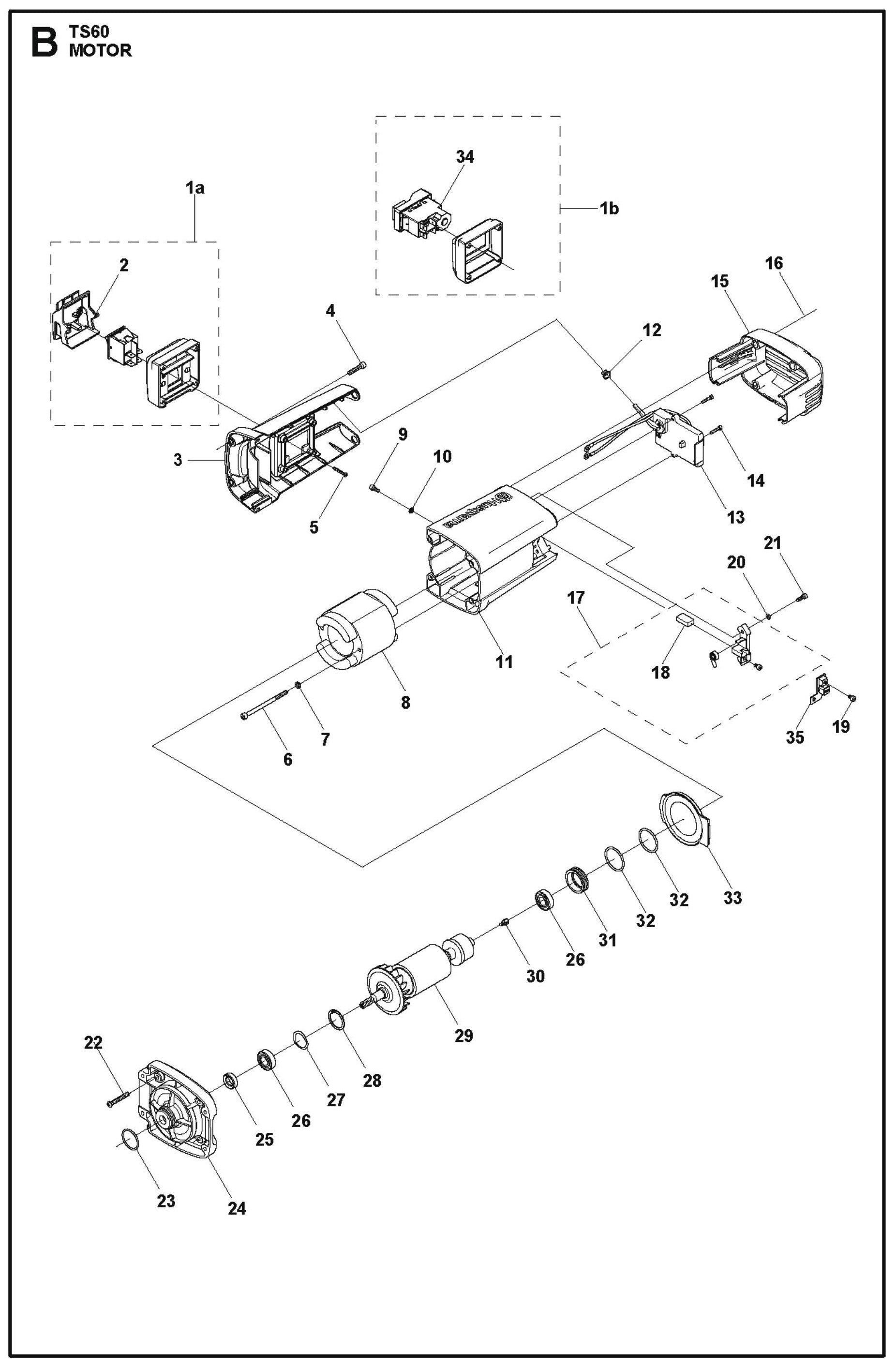 B TS60 Motor Parts For TS 60 By Husqvarna