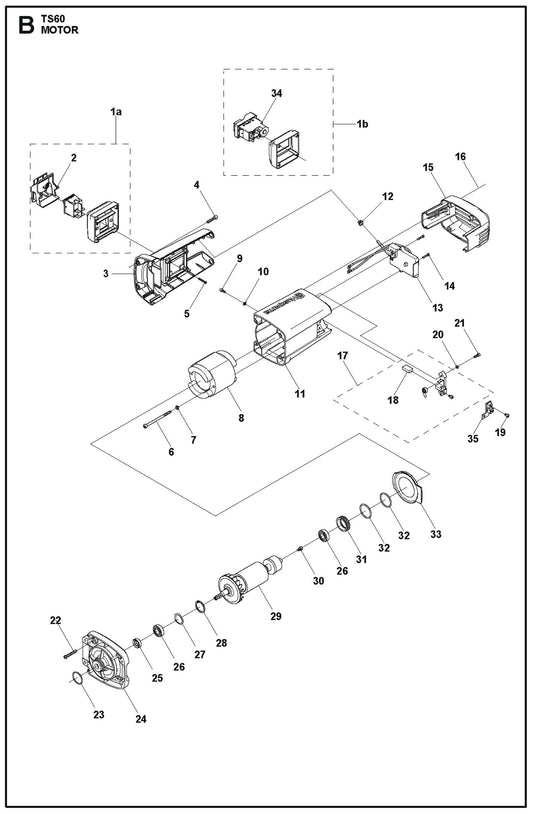 B TS60 Motor Parts For TS 60 By Husqvarna