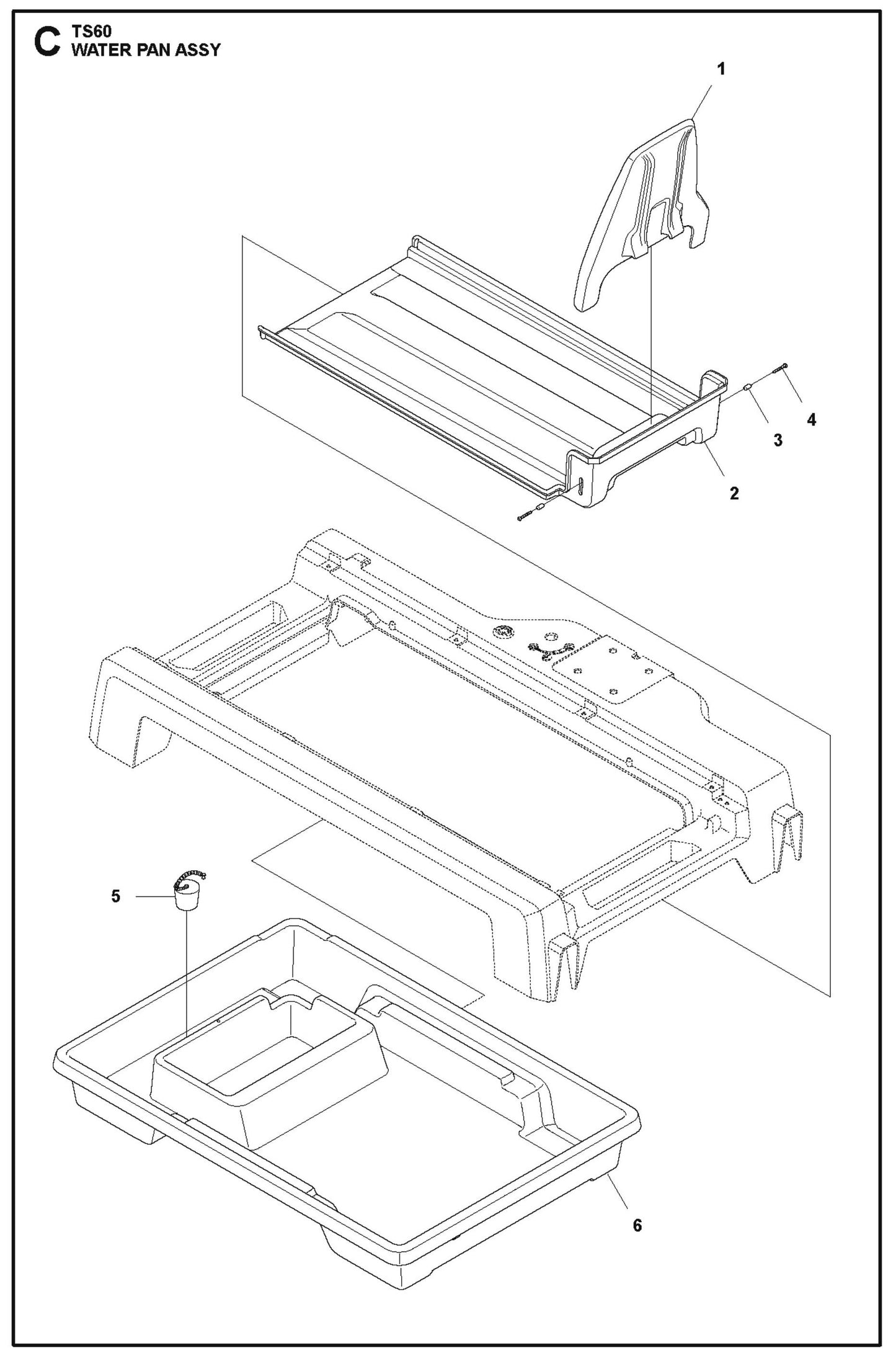 C TS60 Water Pan Assy Parts For TS 60 By Husqvarna