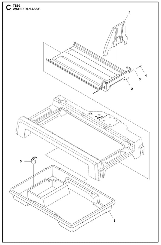 C TS60 Water Pan Assy Parts For TS 60 By Husqvarna