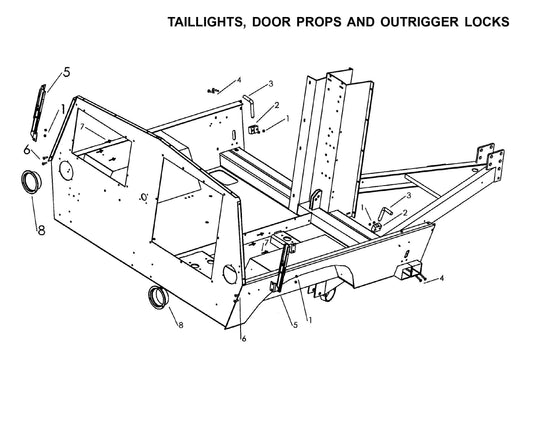Maxi-Lite 15330 and 20330-Taillights,Door Props and Outrigger Locks Parts By Allmand
