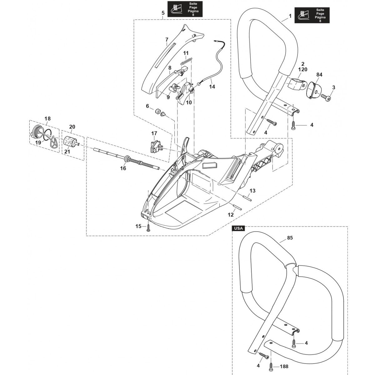Tank And Handle Assembly Parts For EA7300PR, EA7301PR Gas Chain Saw Parts by Makita