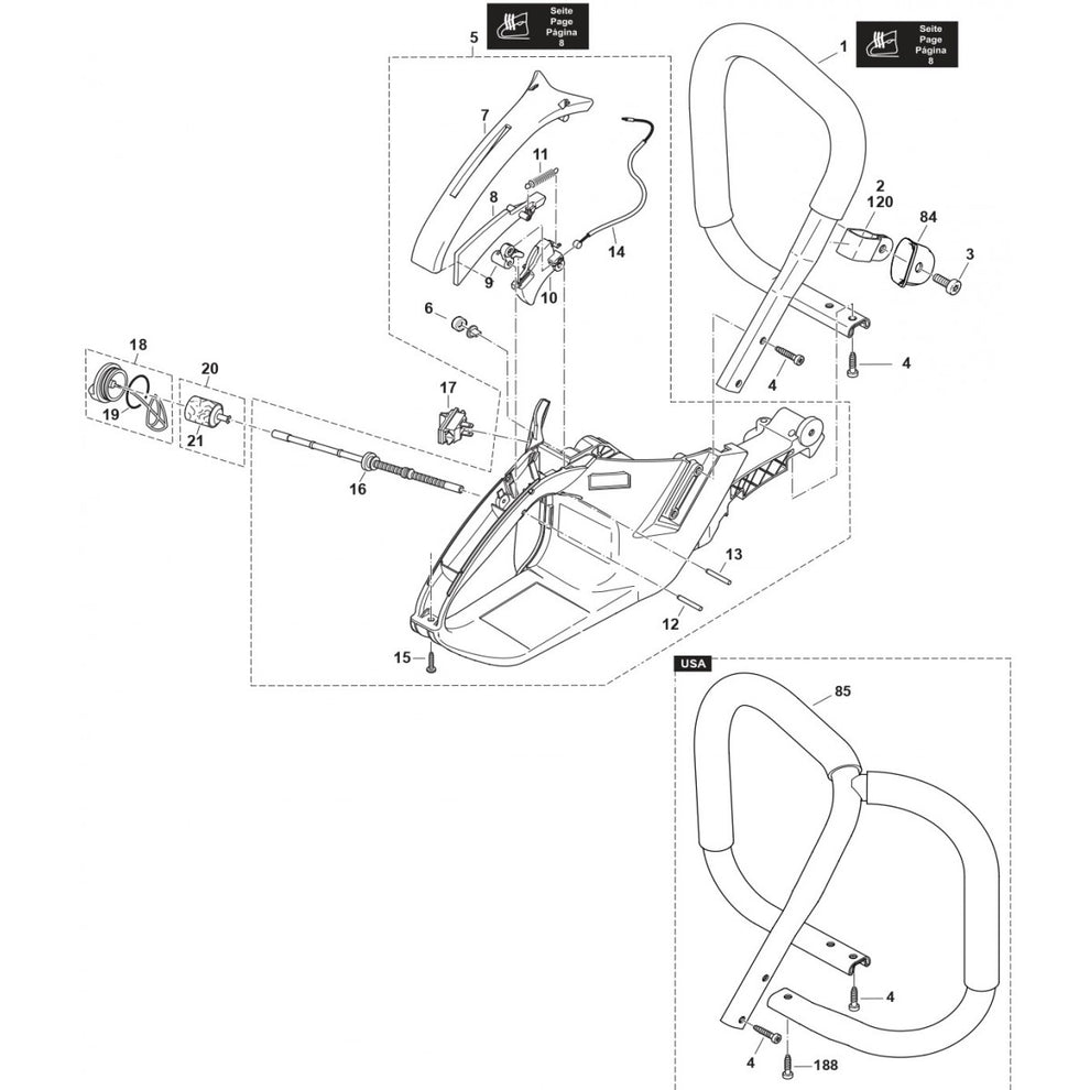 Tank, Handle Assembly Parts For EA7300PR, EA7301PR Gas Chain Saw Parts by Makita