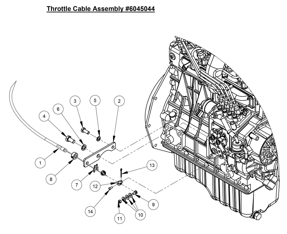 CC4144DXL-3 Throttle Cable Assembly