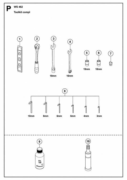 Tools Parts For WS462, WS 463 By Husqvarna