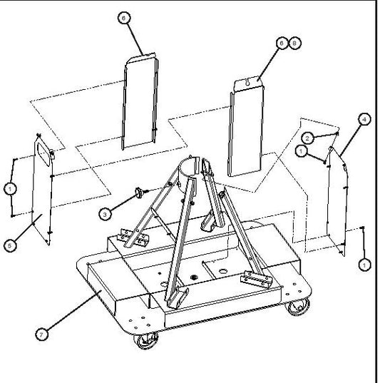 NIGHT-LITE E SERIES MANUAL WINCH Tower Base Pedestal and Covers Parts by allmand