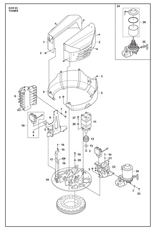 Tower Parts for DXR 95 By Husqvarna