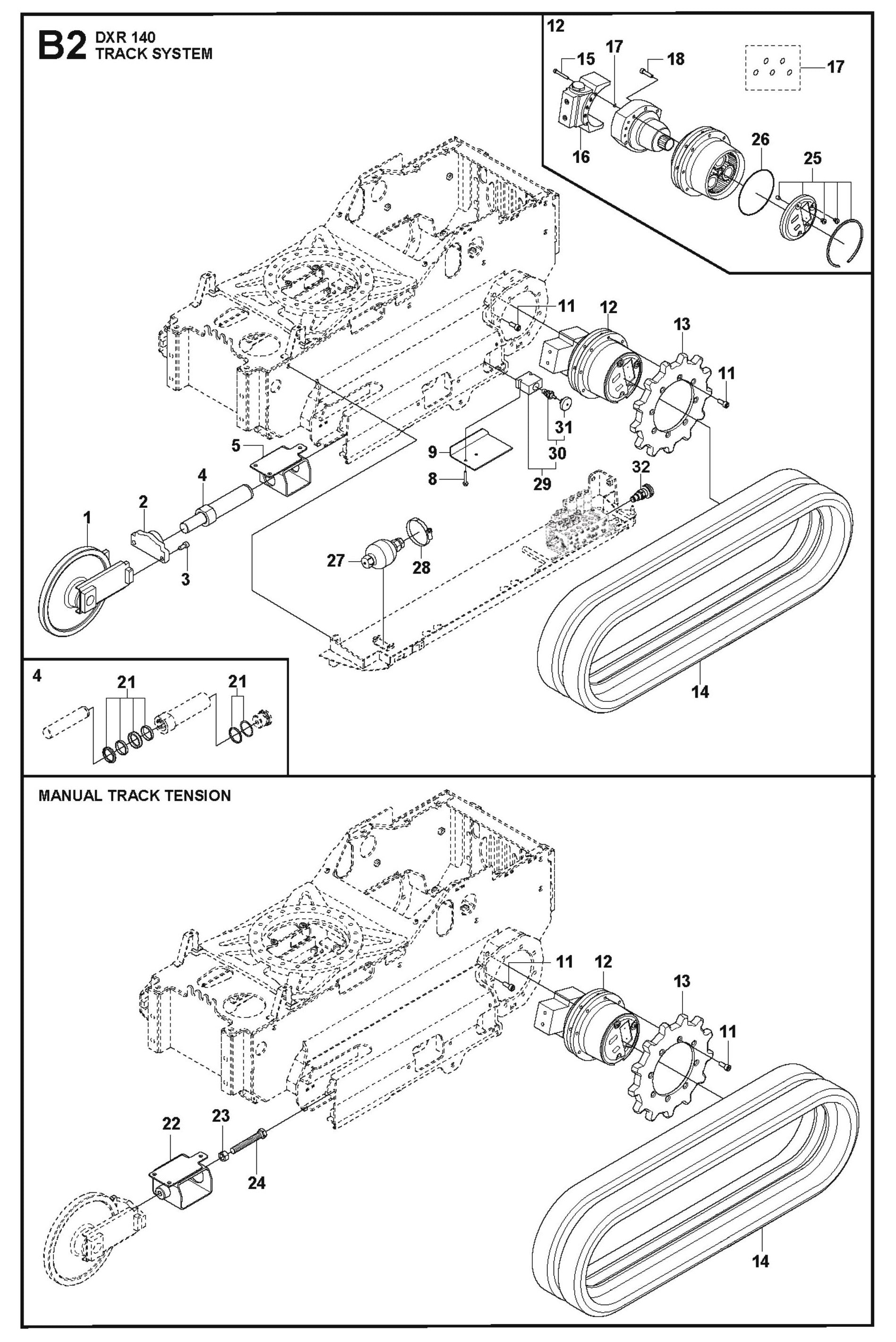 Track System Parts for DXR 140 By Husqvarna